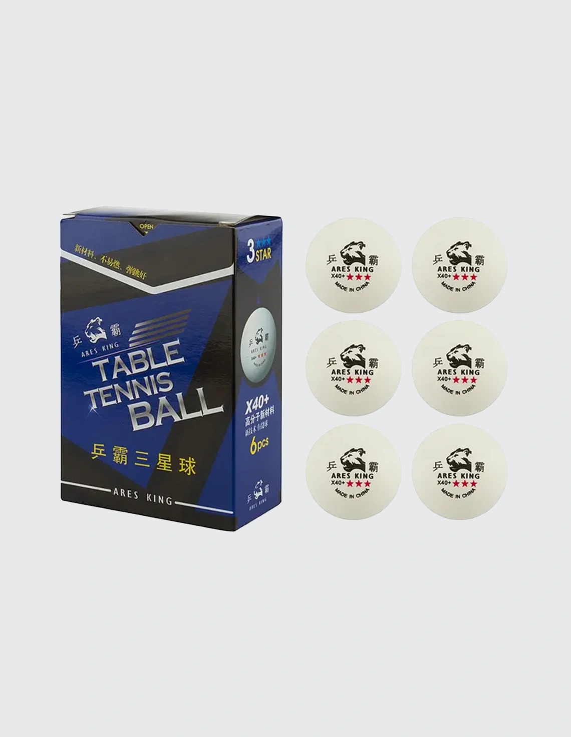 توپ پینگ پنگ - - 3 ستاره 40+ ARES KING 7001 بسته 6 عددی